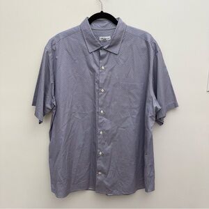 Peter Millar Shirt XXL Blue Geometric Cotton Button Up  Golf Casual Short Sleeve